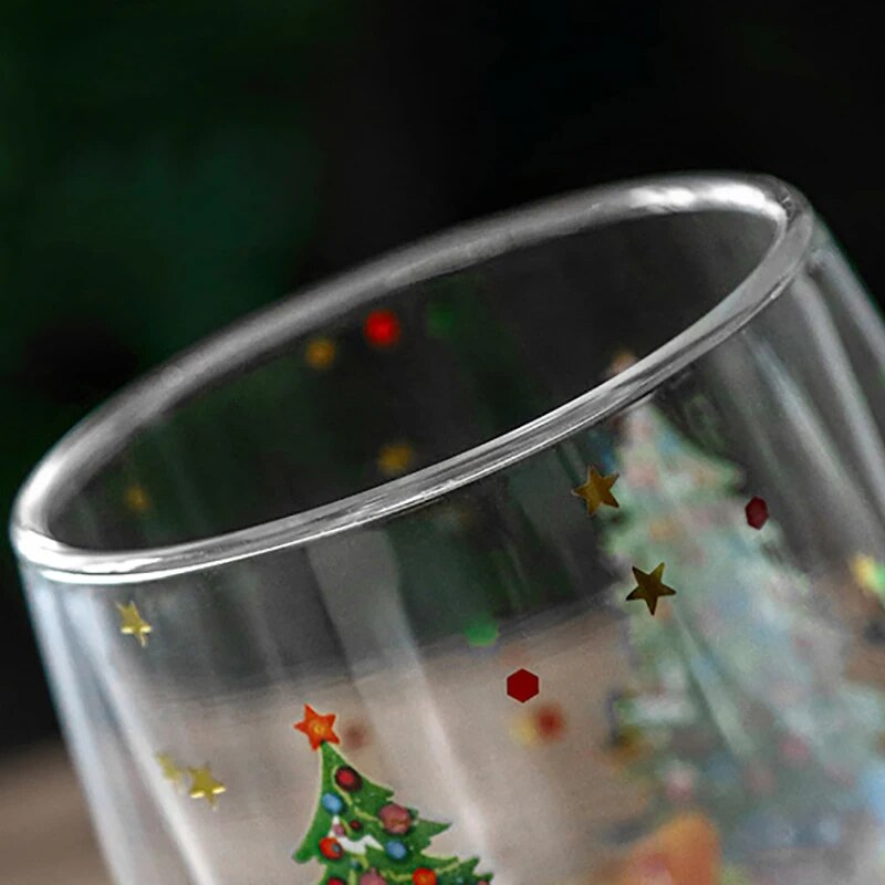 Double Wall Christmas Glass Mug