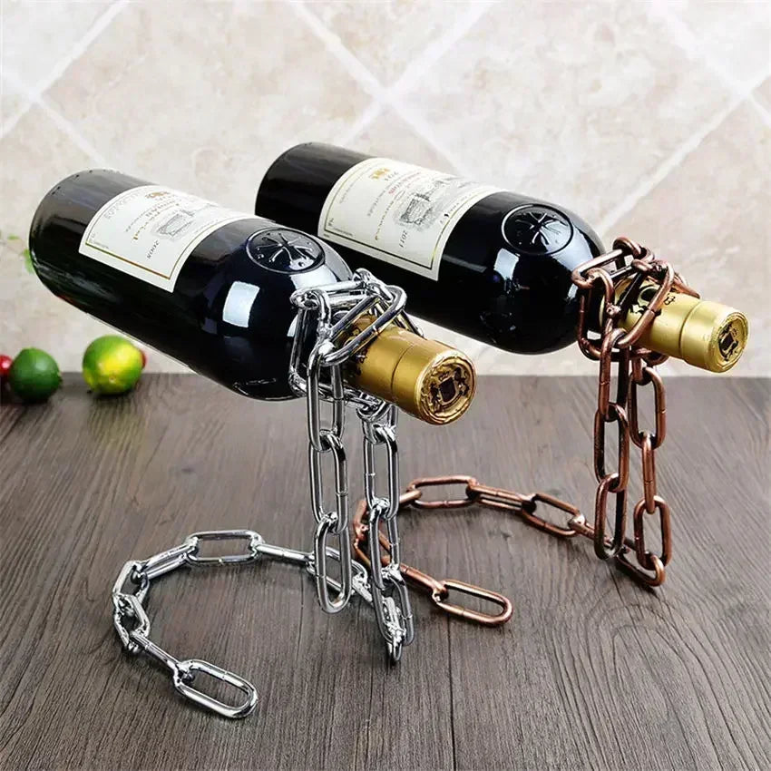 Floating Iron Chain Wine Bottle Holder