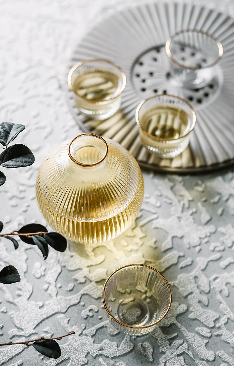 Ribbed Glass Sake Set