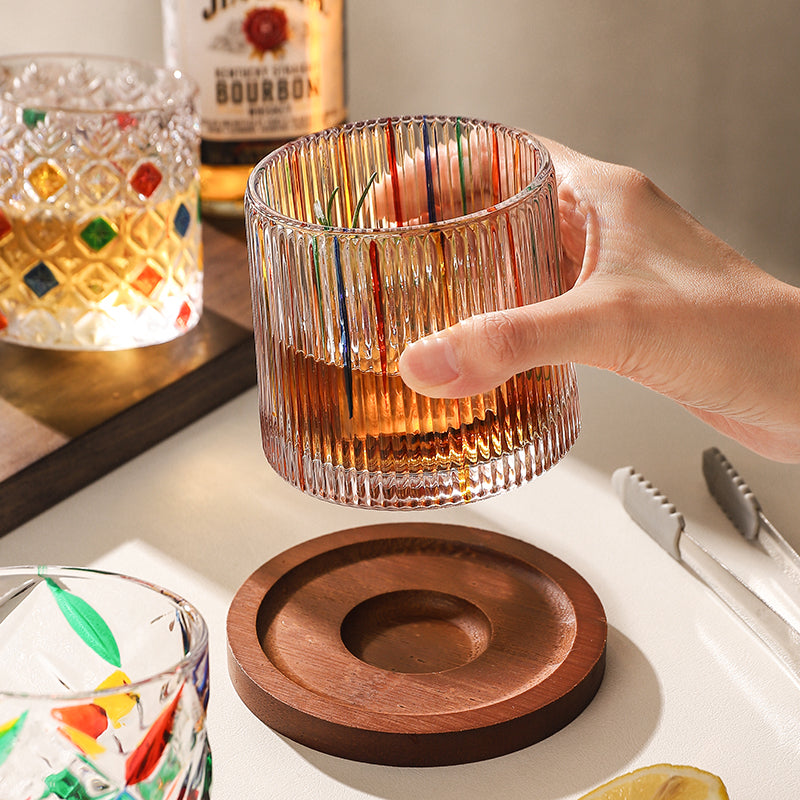 Italian Stripe Art Rocking Whiskey Glass