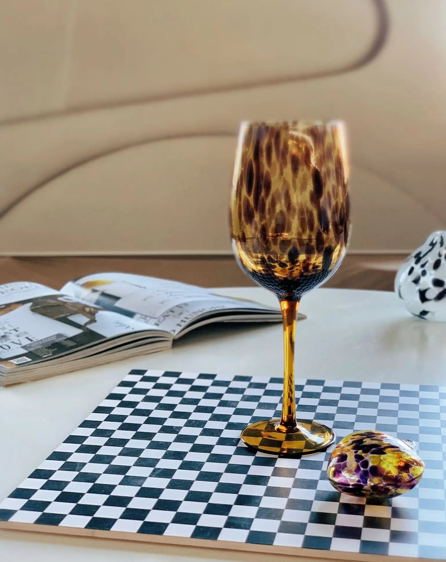Amber Leopard Wine Glasses