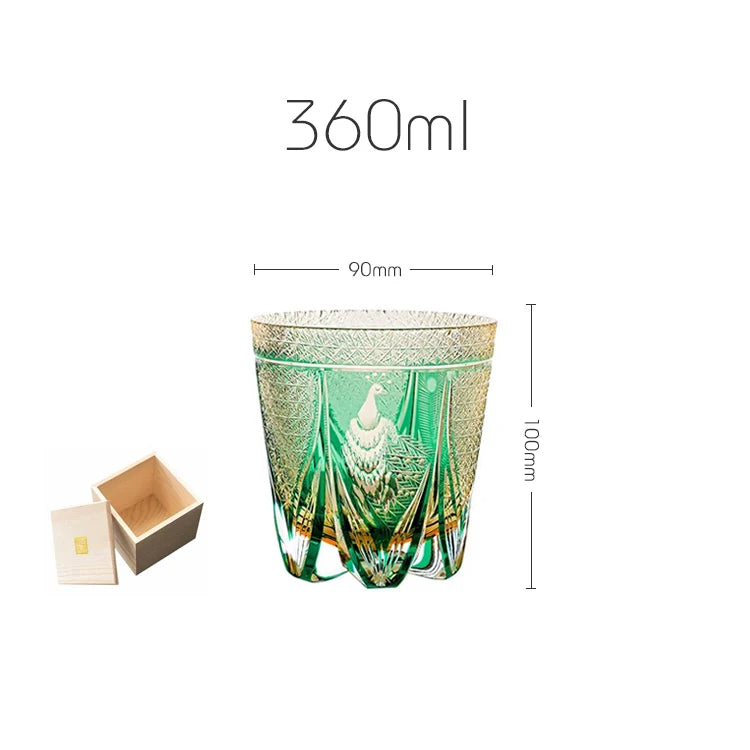Peacock Edo Kiriko Whiskey Glass