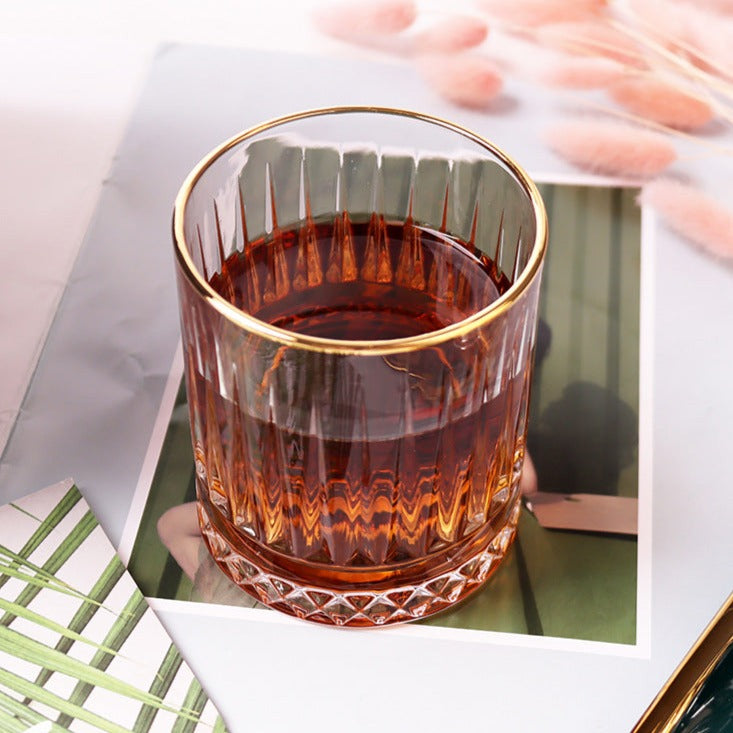 bourbon glasses with gold rim