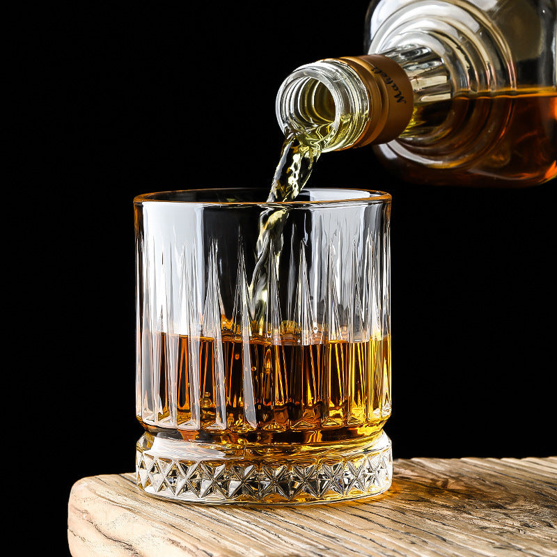 bourbon glassware with golden rim