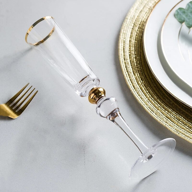 Regal Ripple Gold Rim Champagne Glass