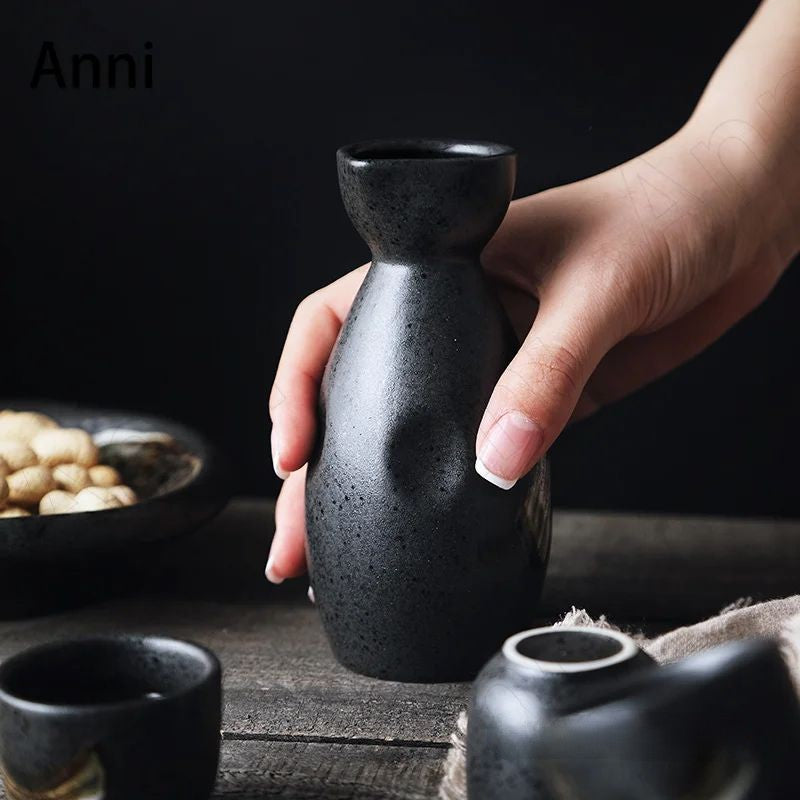Black and Gold Ceramic Sake Set