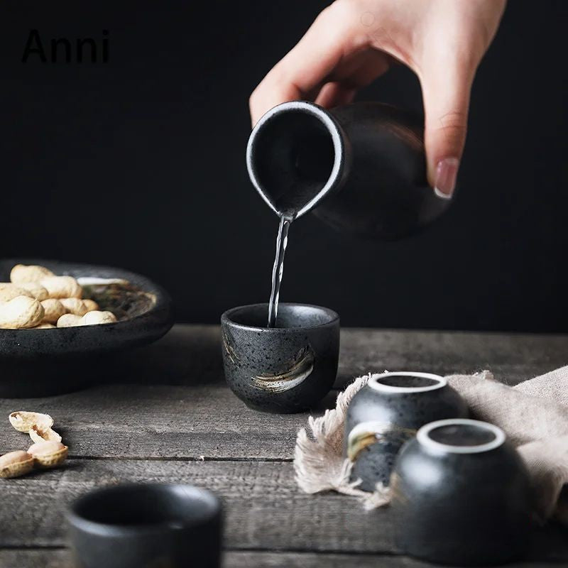 Luxury sake glassware with gold accents