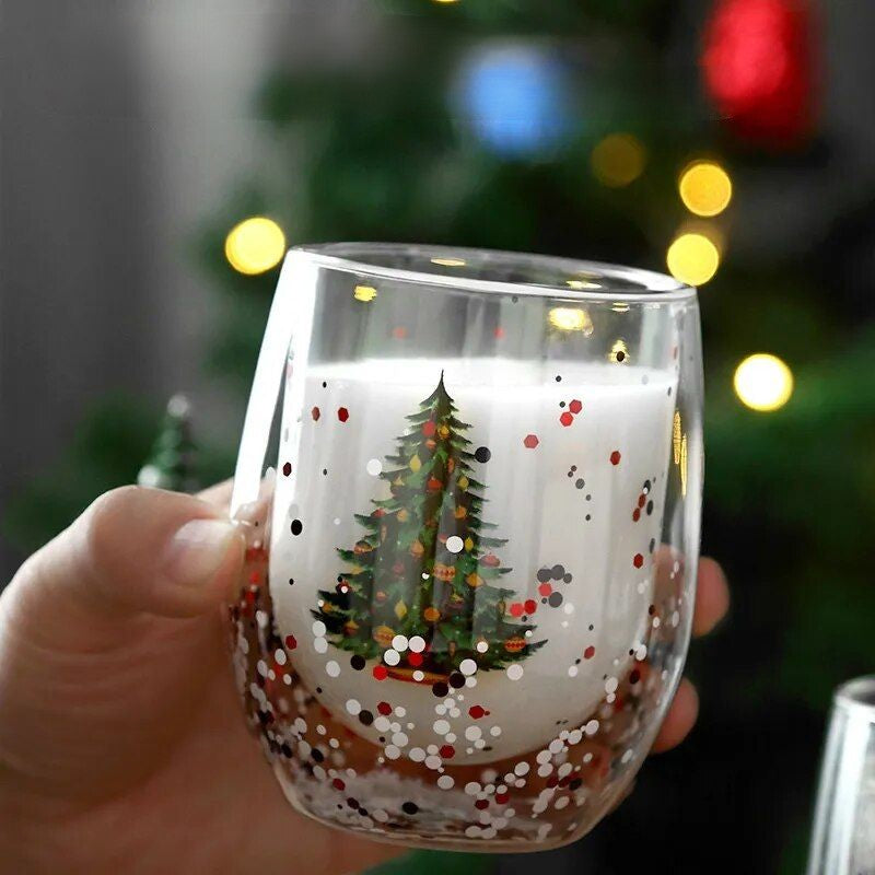 Double Wall Christmas Glass Mug
