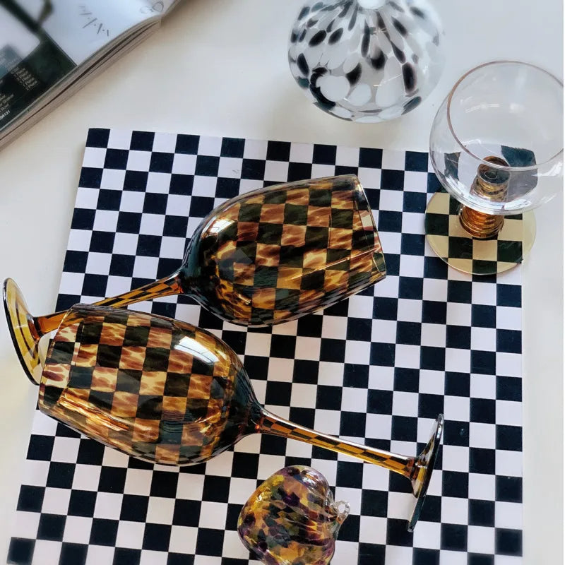 Amber Leopard Wine Glasses