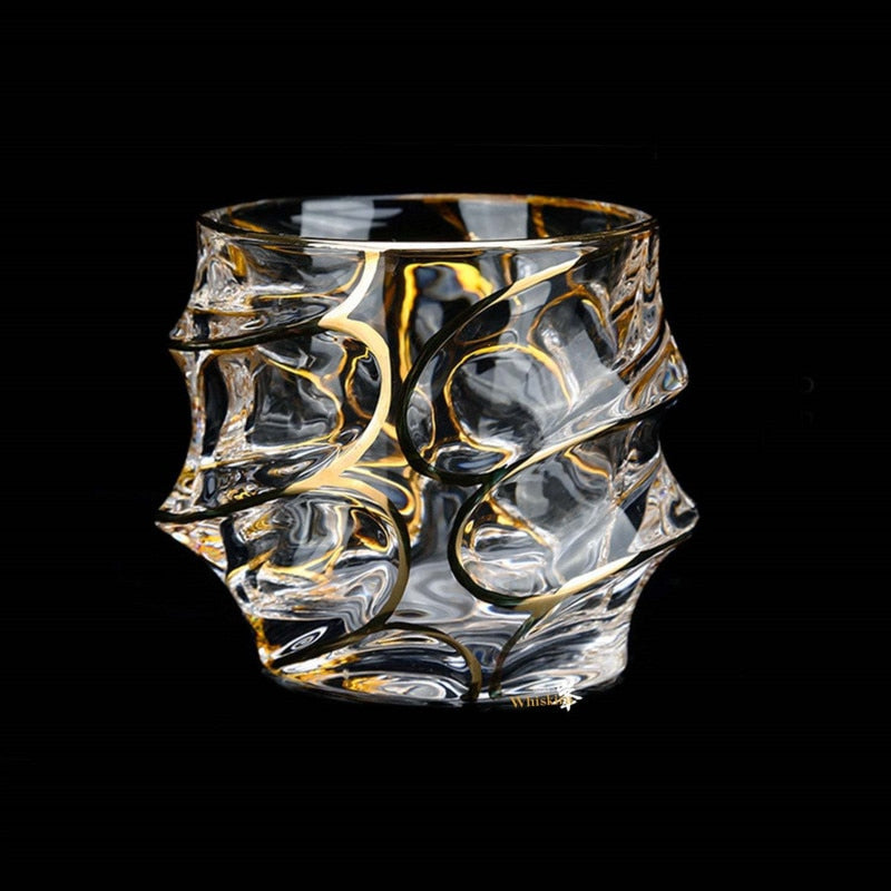 a modern glasses with gold rim