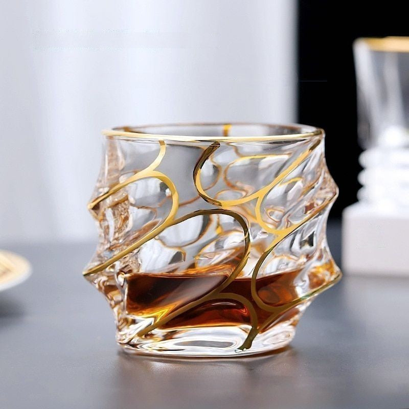 Elegant gold plated glasses with gold wave designs