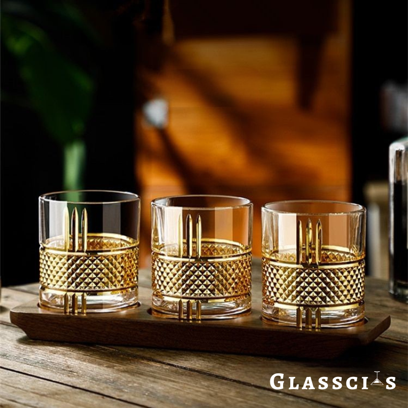 Gold Rim Old Fashioned Whiskey Glass
