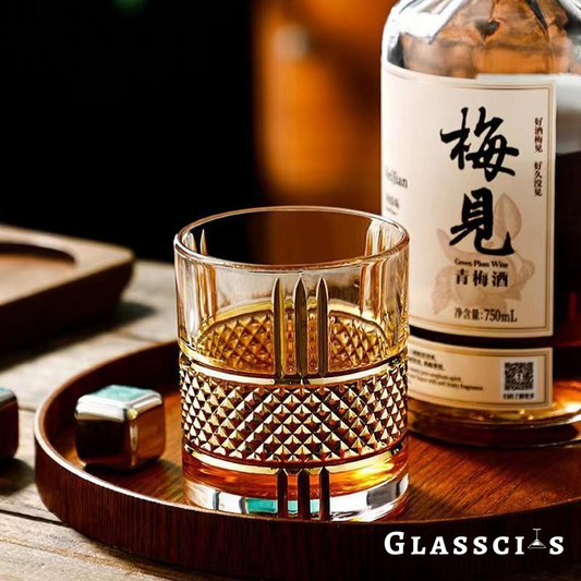 Gold Rim Old Fashioned Whiskey Glass