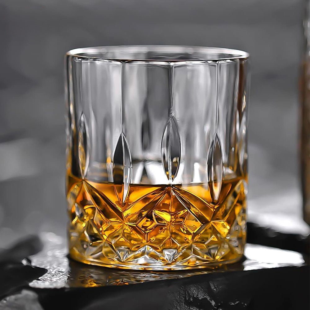Crystal Whiskey Tumblers Old Fashioned Glasses Round Spin Glass