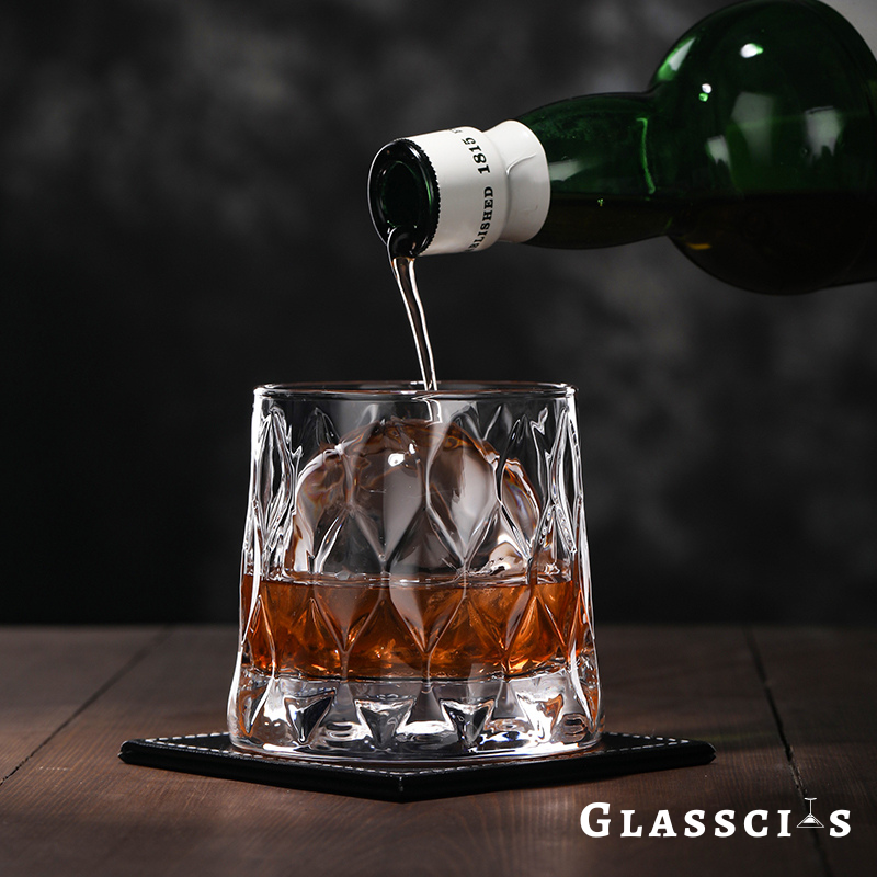 vintage whiskey glasses with diamond cut design