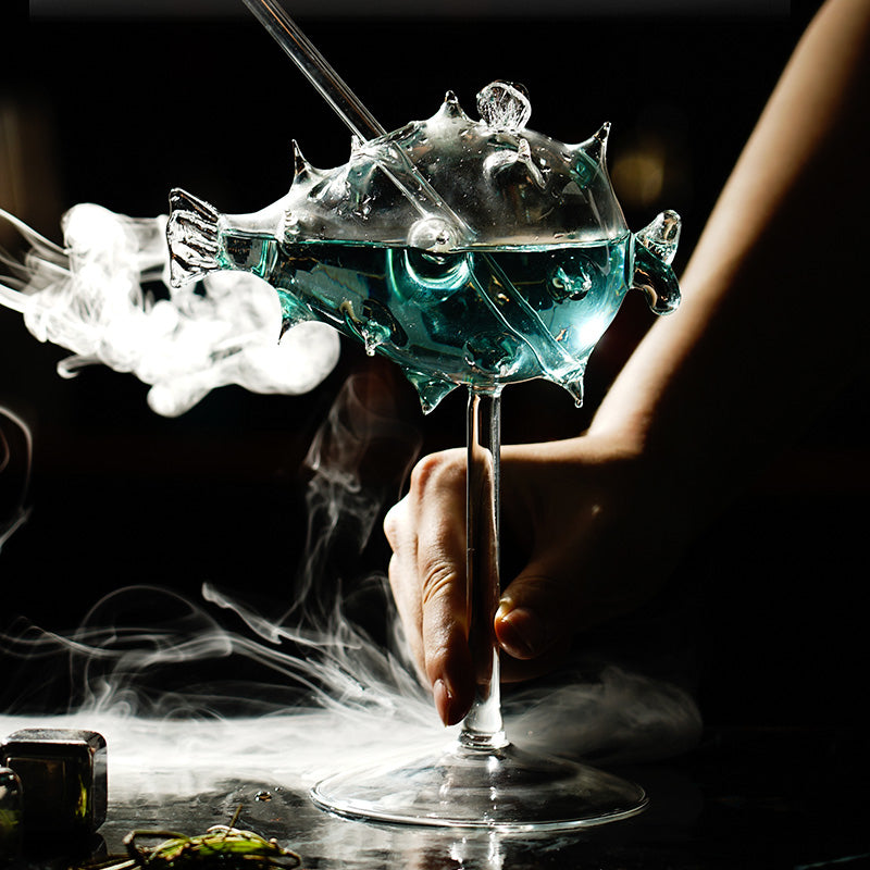 Puffer fish cocktail glass by glasscias