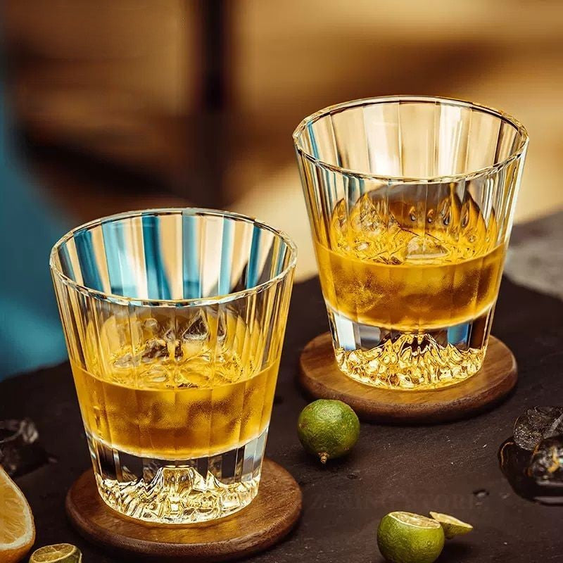 Goldman whiskey glass showcasing thick base and vertical ribbed texture