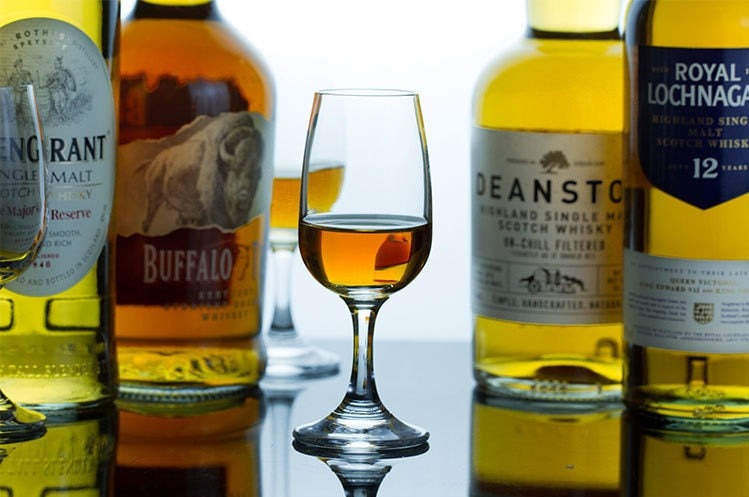 a scotch tasting glasses in between whiskeys