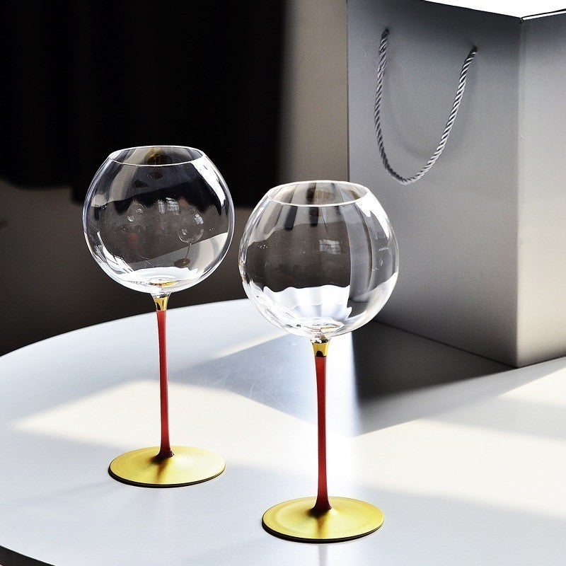 nice wine glasses with red lantern burgundy stem