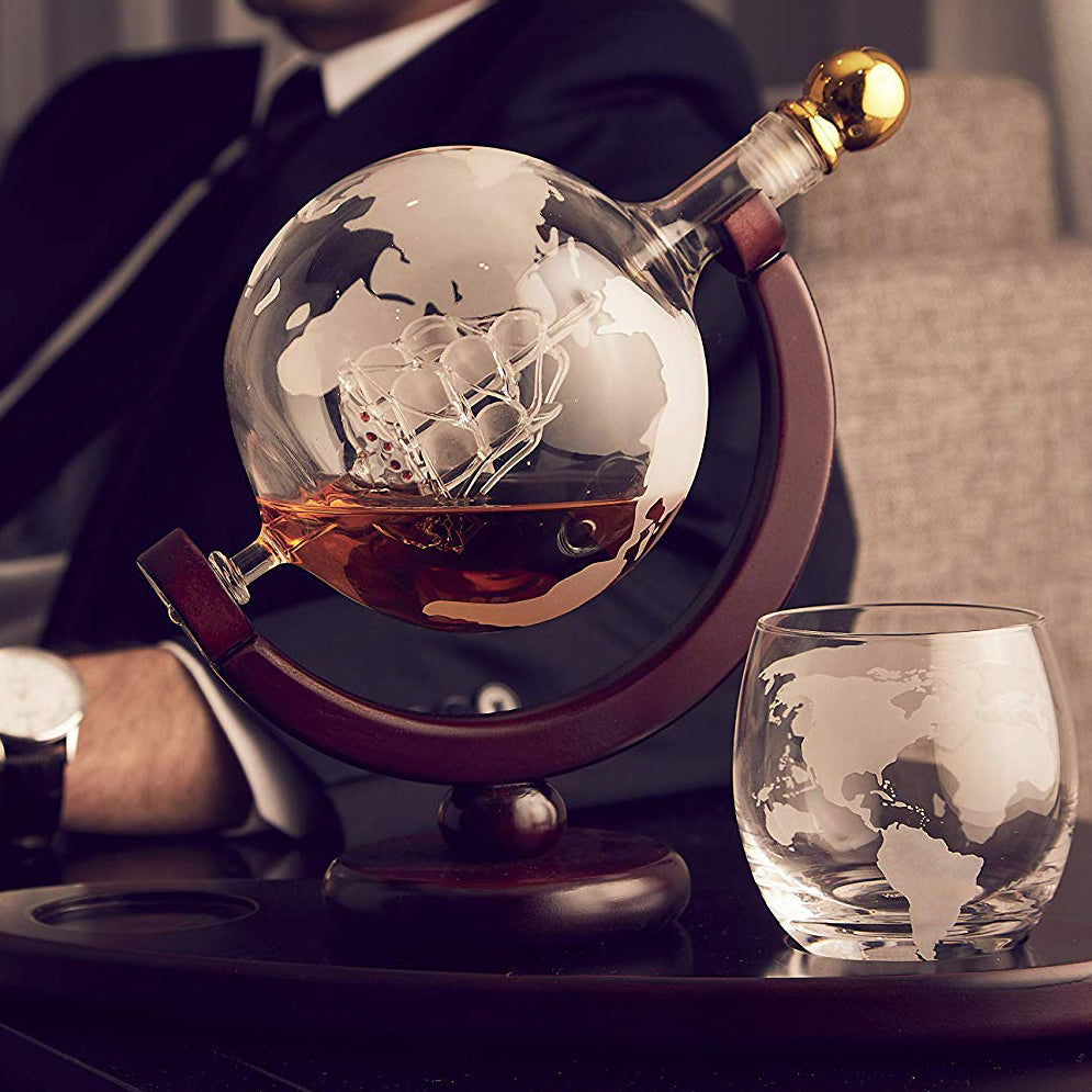 sailor's adventure ship decanter set by glasscias
