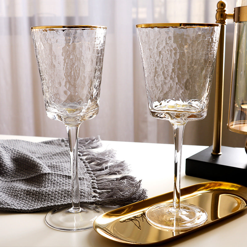 Glasscias hand blown wine glasses with gold rim