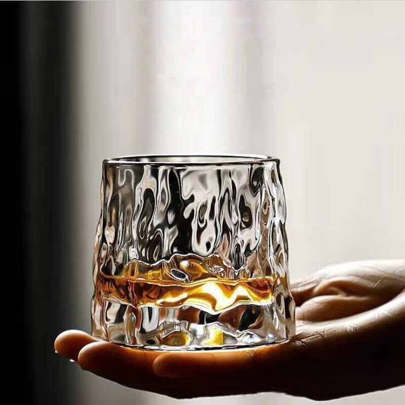 Grid Designed Rocking Whiskey Glass