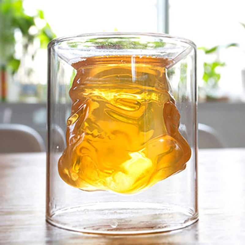 double walled scotch glass inspired by storm trooper of stars wall