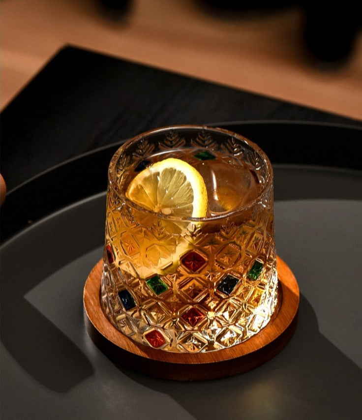 whiskey in a hand painted whiskey glasses