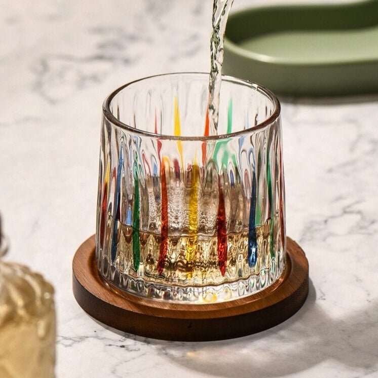 Italian design whiskey glass with meteor colors