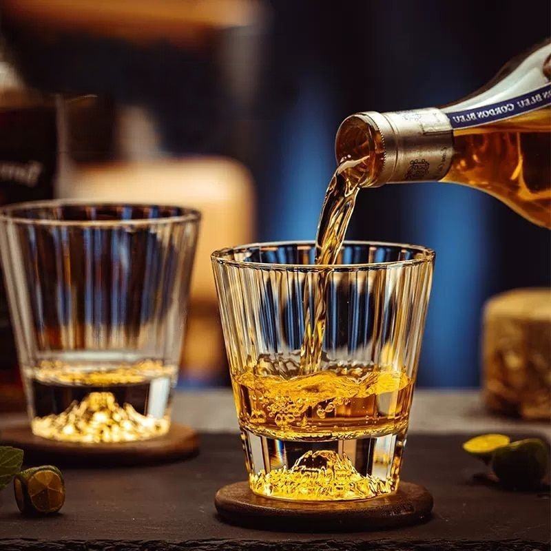 Elegant whiskey glass with iceberg-inspired base