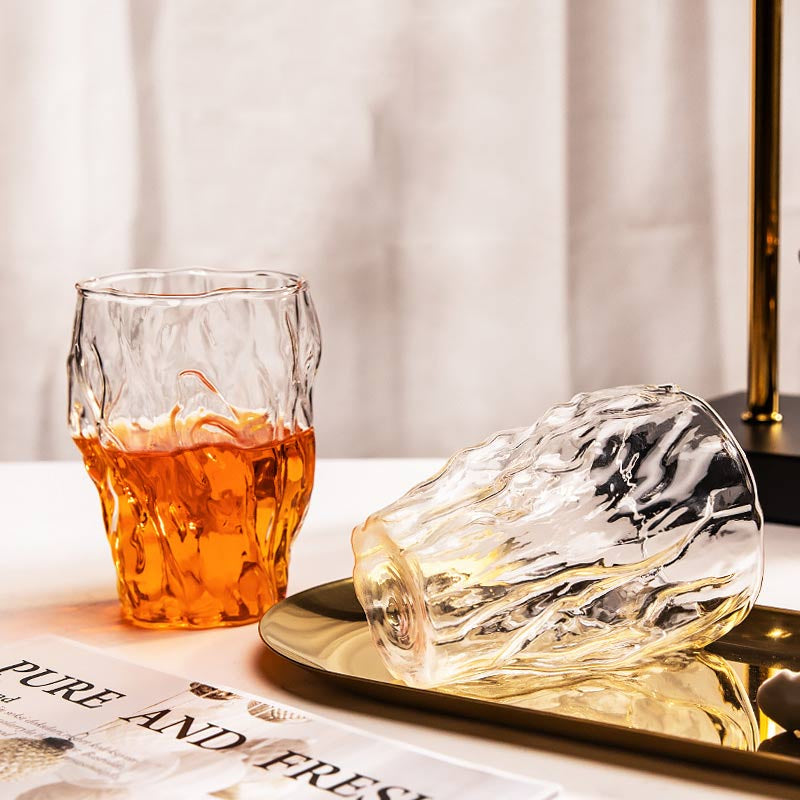 Crumple whiskey glass with tree trunk like design