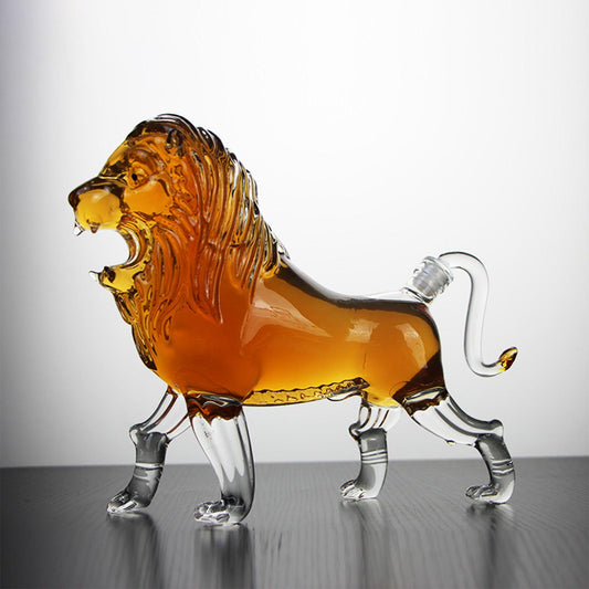 Regal lion-shaped decanter by Glasscias