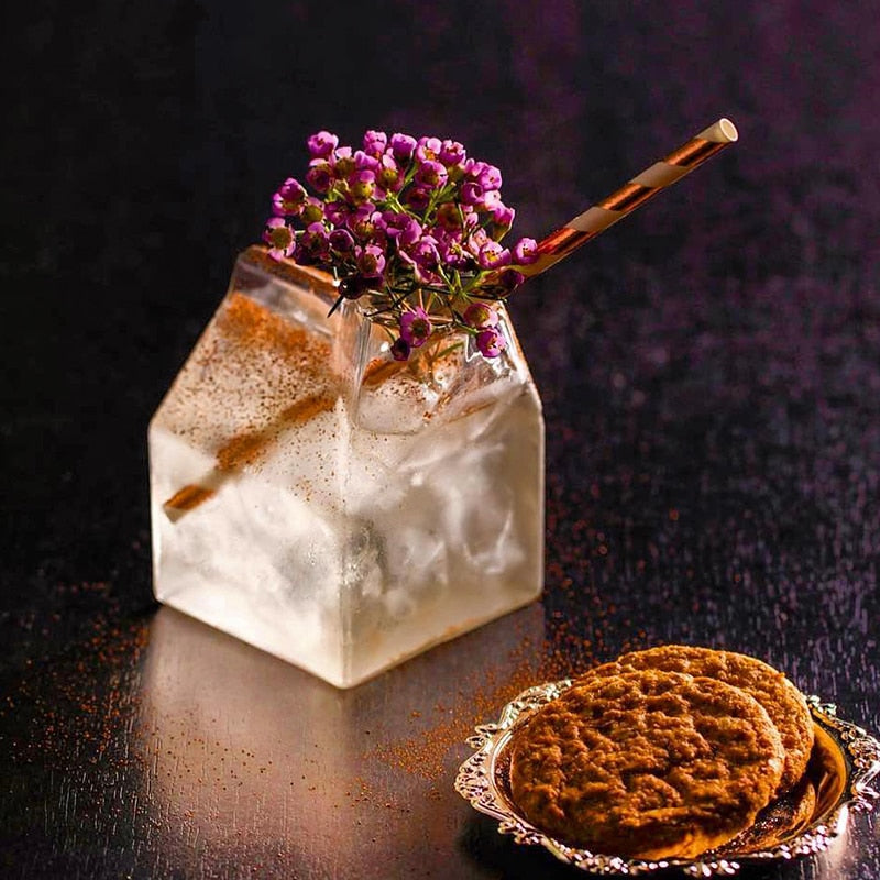 milk carton glass for cocktail