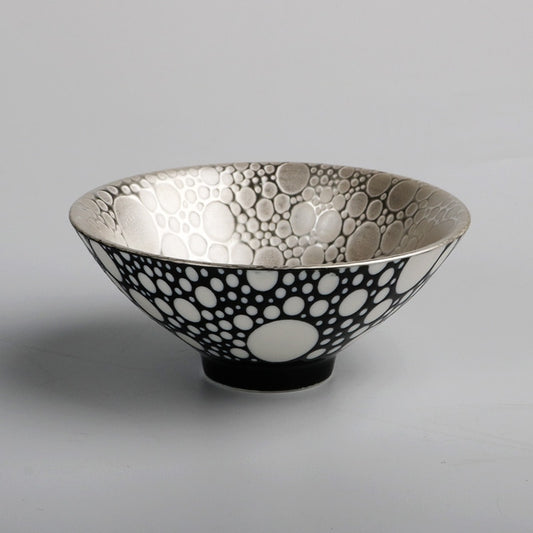 Unique silver and black polka dot sake glass