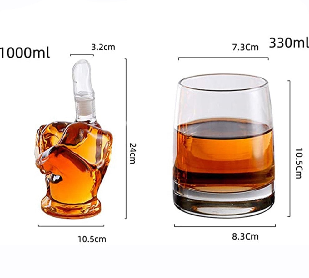 "Middle Salute" Whiskey Decanter Set