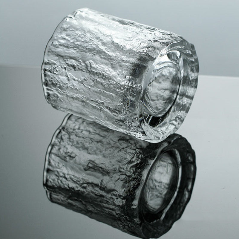 Whiskey glass mimicking the beauty of a frozen glacier