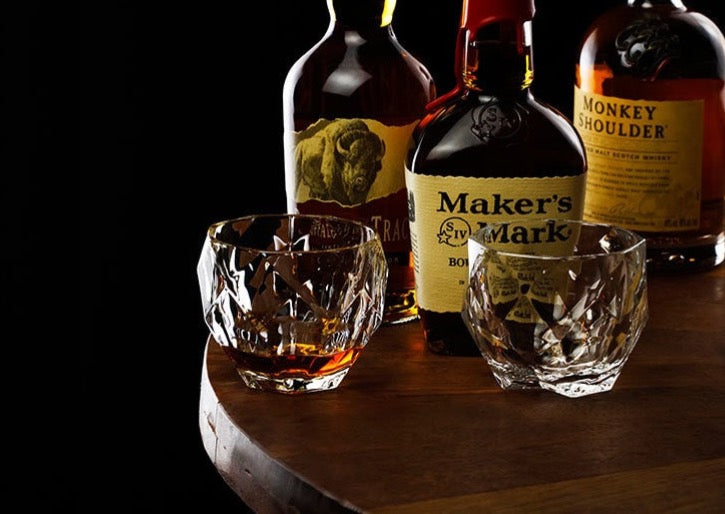 diamond cut crystal hand blown whiskey glass