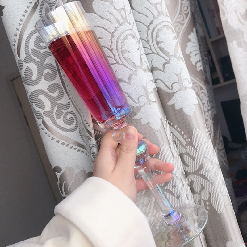 Champagne glasses with holographic glow