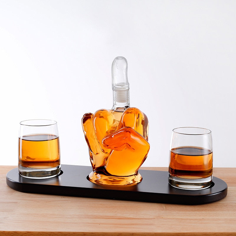 unique decanter set with middle finger design