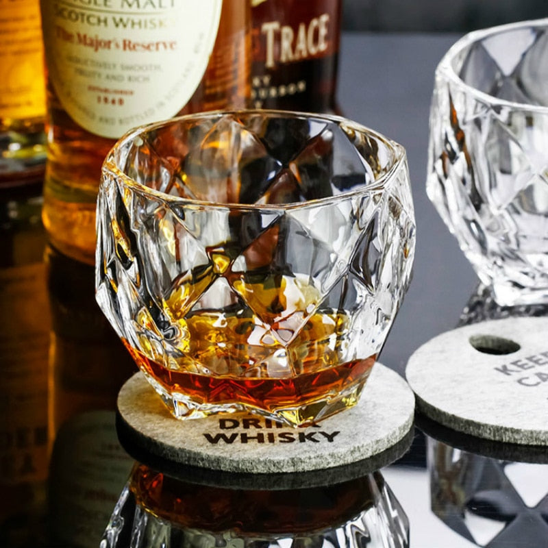 Diamond Cut Crystal Whisky Glass