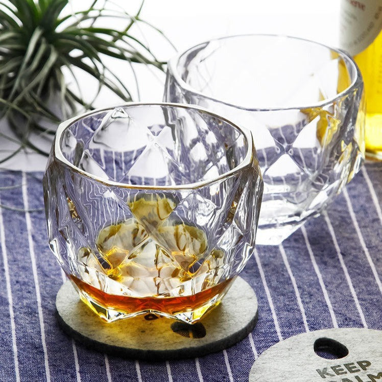 Diamond Cut Crystal Whisky Glass
