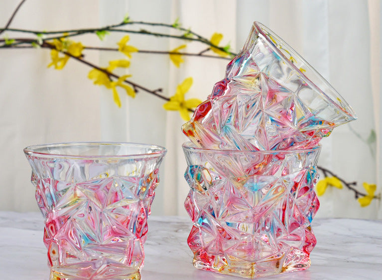 Murano Hand Painted Pink Whiskey Decanter Set