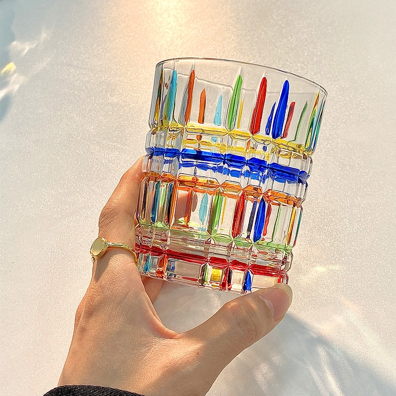 hand painted whiskey glass | Glasscias
