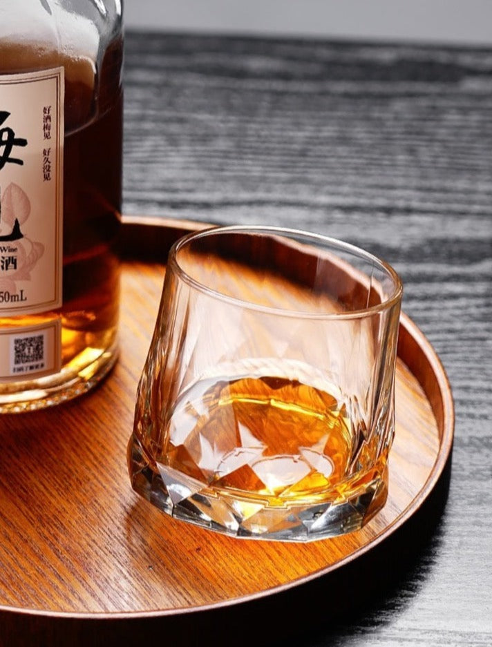 Diamond Cutting Rocking Whiskey Glass