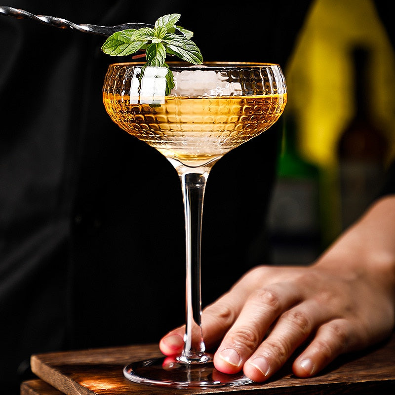 european carved manhattan cocktail drinkware by glasscias