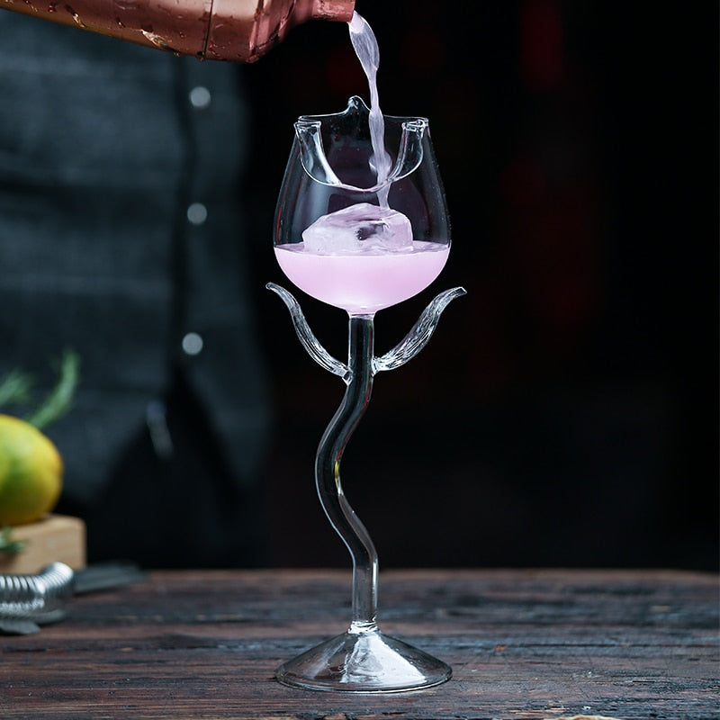love blooms rose shaped wine glass