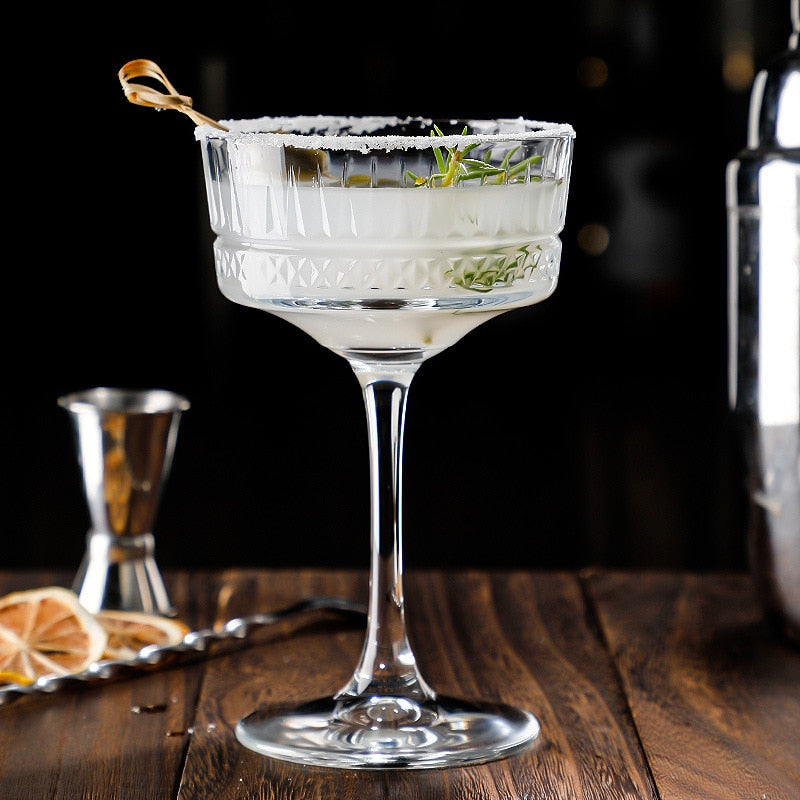 italian carved stemmed cocktail glass by glasscias