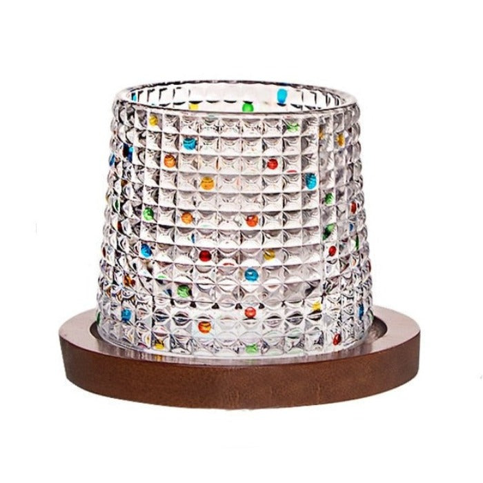 Vibrant Italian diamond grid art glass