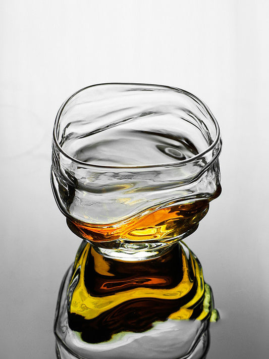 Artistic crumpled design of the Japanese First Cloud Whiskey Glass