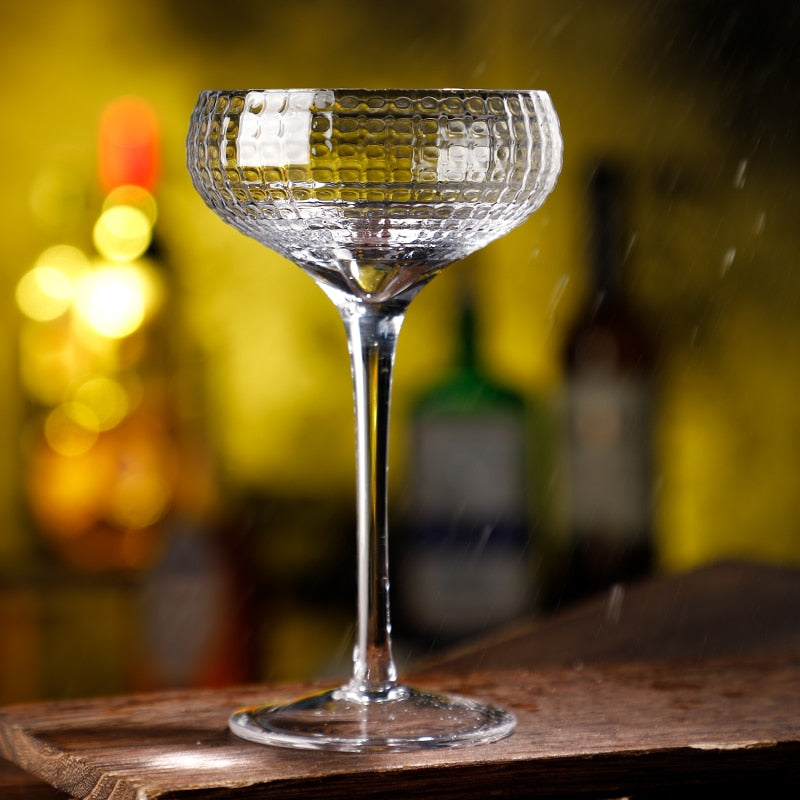 european carved stemmed cocktail glass